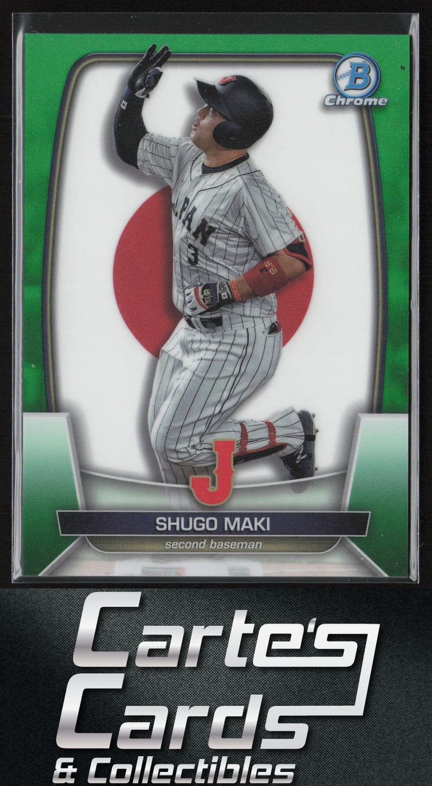 Shugo Maki 2023 Bowman Chrome #WBC-48 WBC Flag Green Refractor Japan 87/99