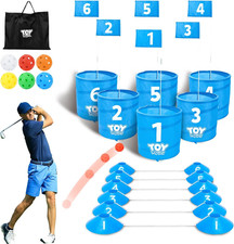 Golf Game Set, 6 Holes Backyard Golf Bucket Game for Adults Kids, Practice Golf