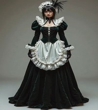 Vintage Medieval Costume Wedding Dress Victorian Long Sleeve Velvet Bridal Gowns