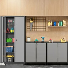 Metal Garage Cabinet Set Workshop Cabinet Set...