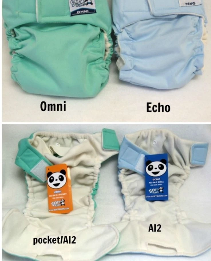 Cubierta de pañal de tela reutilizable ajustable SoftBums ROSA H&L con inserto 1 nuevo Foto 3 de 4