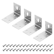 4Pcs 57x83x45mm 1 Slot Adjustable L-Shape Corner Brace Slotted Bracket, Silver