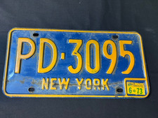 Vintage 1966 - 1973 New York License Plate PD 3095