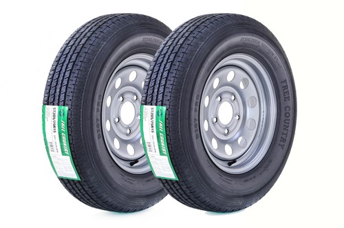2 FC Trailer Tire Assembly ST205/75R15 8-Ply Silver Mod Rim 5 Lug on 5"
