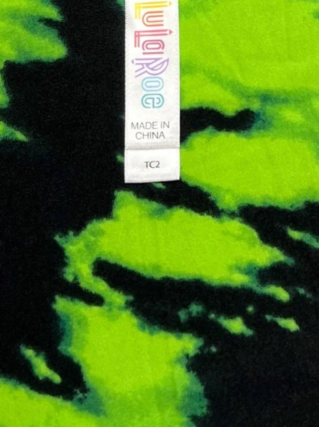 Leggings LuLaRoe TC2 alta curvilínea 2 HALLOWEEN verde tropical TIE DYE redemoinho lounge - Imagem 4 de 4