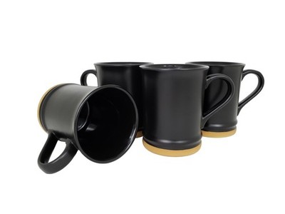 15oz Tall Ceramic Coffee Mugs Set of 4, Black