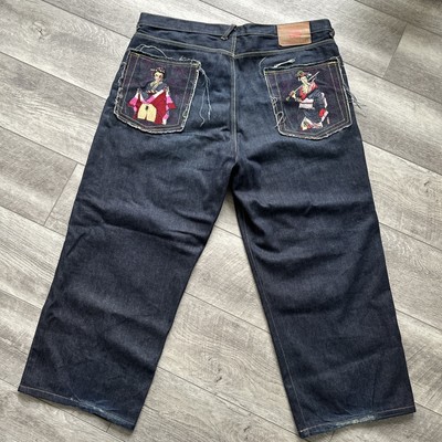 Red Monkey RMC Jeans Mens Blue Denim Baggie Relaxed Nude Geisha Size 38 X 26