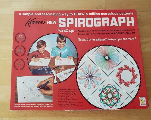 Vintage 1967 Kenner's Spirograph Red Drawing Set #401 COMPLETE Gears Manual Pens