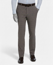 Perry Ellis Portfolio Men's Beige Slim-Fit Flat Front Dress Pants Size 34X29