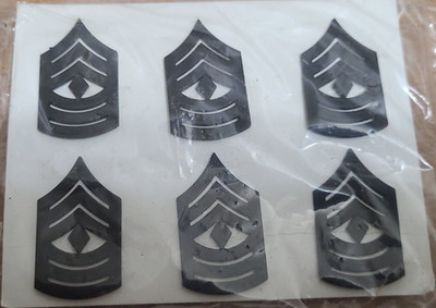 6 First Sergeant E8 USMC black collar insignia METAL chevrons pin clutch rank