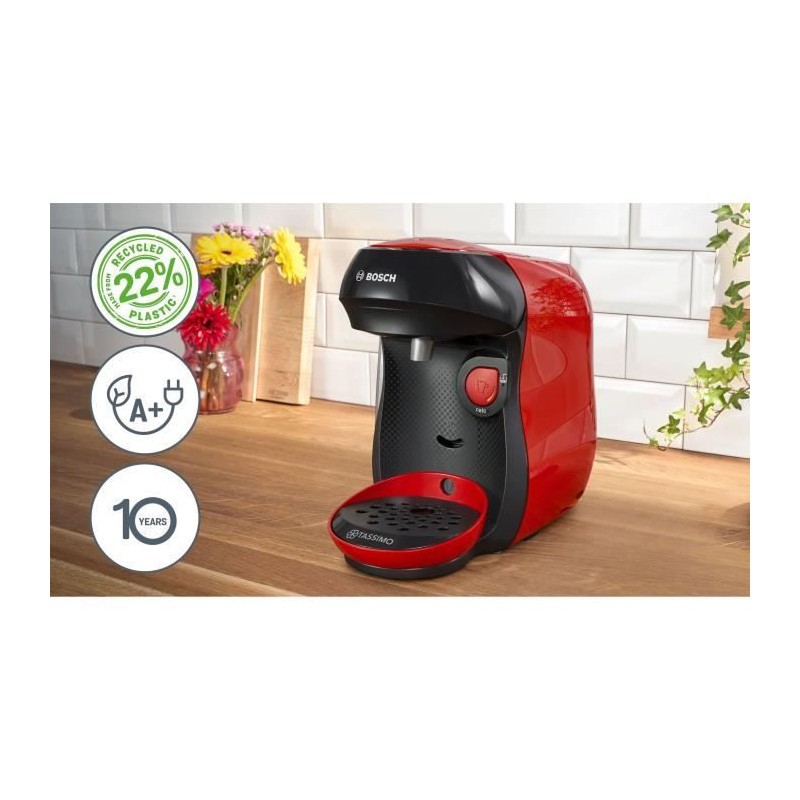 Machine café multi-boissons Bosch Tassimo T10 Happy compacte rouge