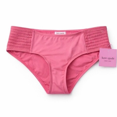 Kate Spade Bikini Bottoms NWT Pink Cloud Smocked Waist Full Coverage Size L