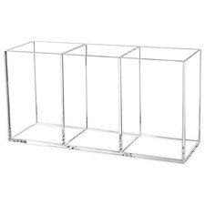 Clear Makeup Brush Organizeracrylic Cosmetic Brushes Storage Holder With 3 Slots