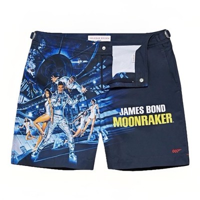 Orlebar Brown Bulldog 007 Moonraker Badeshorts Blue Print Herren Made in Portugal