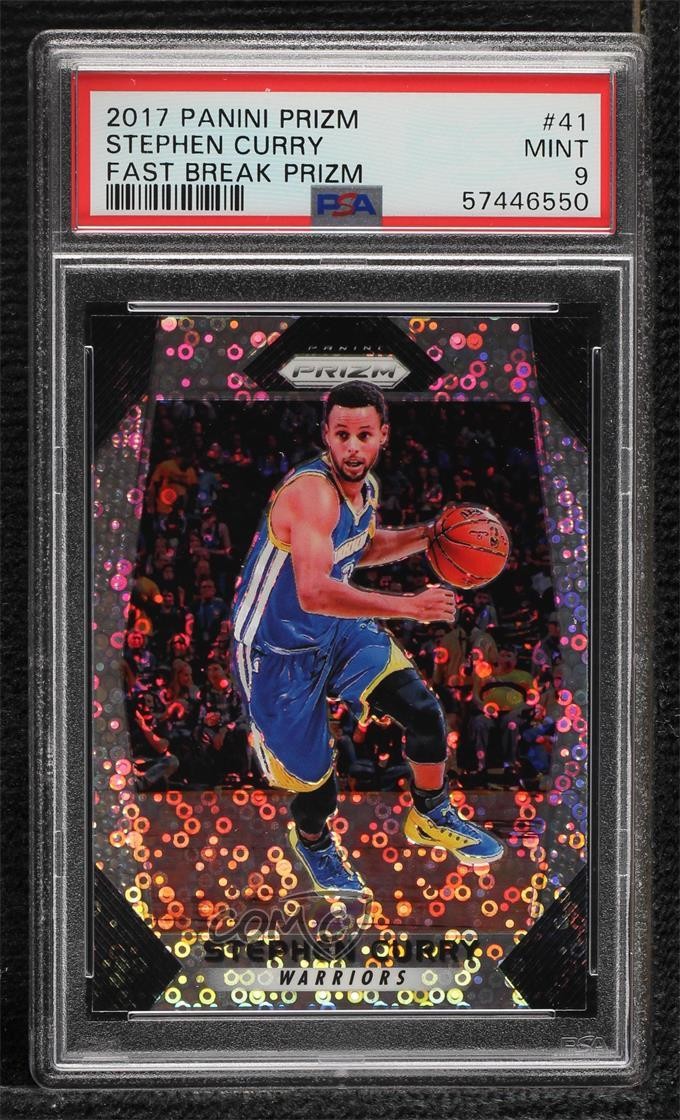 2017-18 Panini Prizm Fast Break Prizm Stephen Curry #41 PSA 9 MINT 03rx