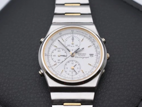 1990 Seiko RARE Vintage Chronograph Alarm Quartz Men's Watch | 37mm | 7T32-7A2A