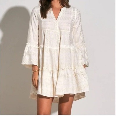 Elan Clara Dress Coverup Mini Babydoll Boho Tropical Vacation Cruise Resortwear