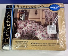 Vtg Thomaston 3 Piece Twin Sheet Set Sophia Floral White 016873 Made in USA NEW