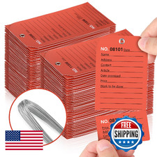 200 Pack Red Repair Tags with Wire Rope Service Repair Tags Numbered with Wire D