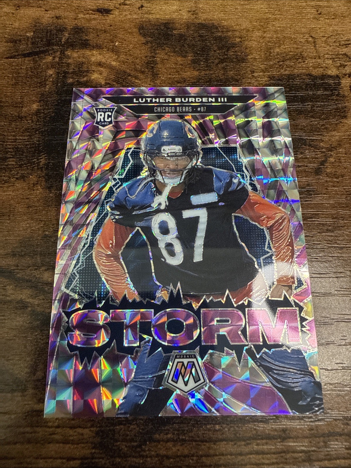 2025 Panini Mosaic Luther Burden Storm Purple Prizm RC /49 Rookie Chicago Bears