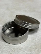 Set of 6 1oz 2” Uline Aluminum Round Screw top Metal Tin cans Container With Lid