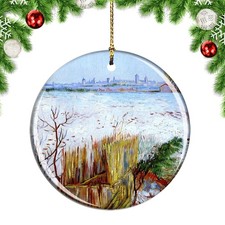 Van Gogh Snowy Landscape With Arles In T Christmas ornament city travel souvenir