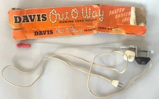 Vintage Ironing Board Cord Holder in Original Box Davis Out of Way Minder Keeper