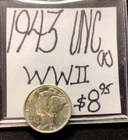 1943 Mercury Silver Dime UNC! WWII! ENN Coins