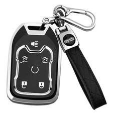 for GMC Key Fob Cover with Keychain, Key Case Shell TPU Full Style 1-black