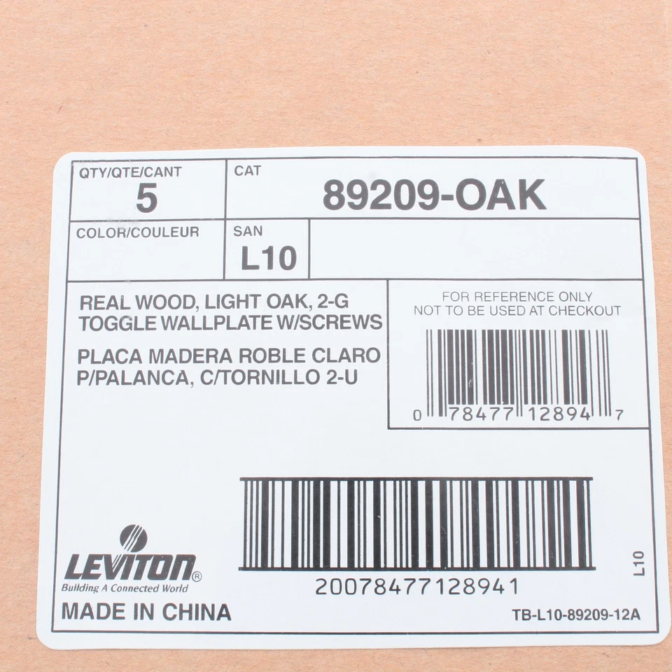 5 Leviton OAK Finished 2G Toggle Switch Cover Wallplate Switchplates 89209-OAK - Image 4 of 4