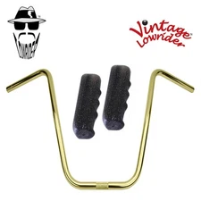 Original Lowrider 16" 22.2 D Handlebar Gold Custom 120mm Grips Sparkle/Black