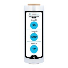 12" x 1500FT 90 Ga Pallet Wrap Blown Stretch Film Shrink Hand Wrap 1500' 4 Rolls