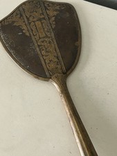 Antique Brass Handheld Mirror Ornate Floral Design Mirror Has Some Spots