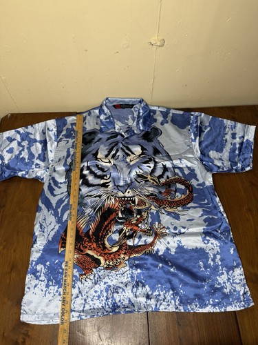 TRAILER PARK BOYS STYLE RICKY ANIME MANGA VTG BUTTON UP SHIRT AOP DRAGON TIGER - Afbeelding 11 van 14