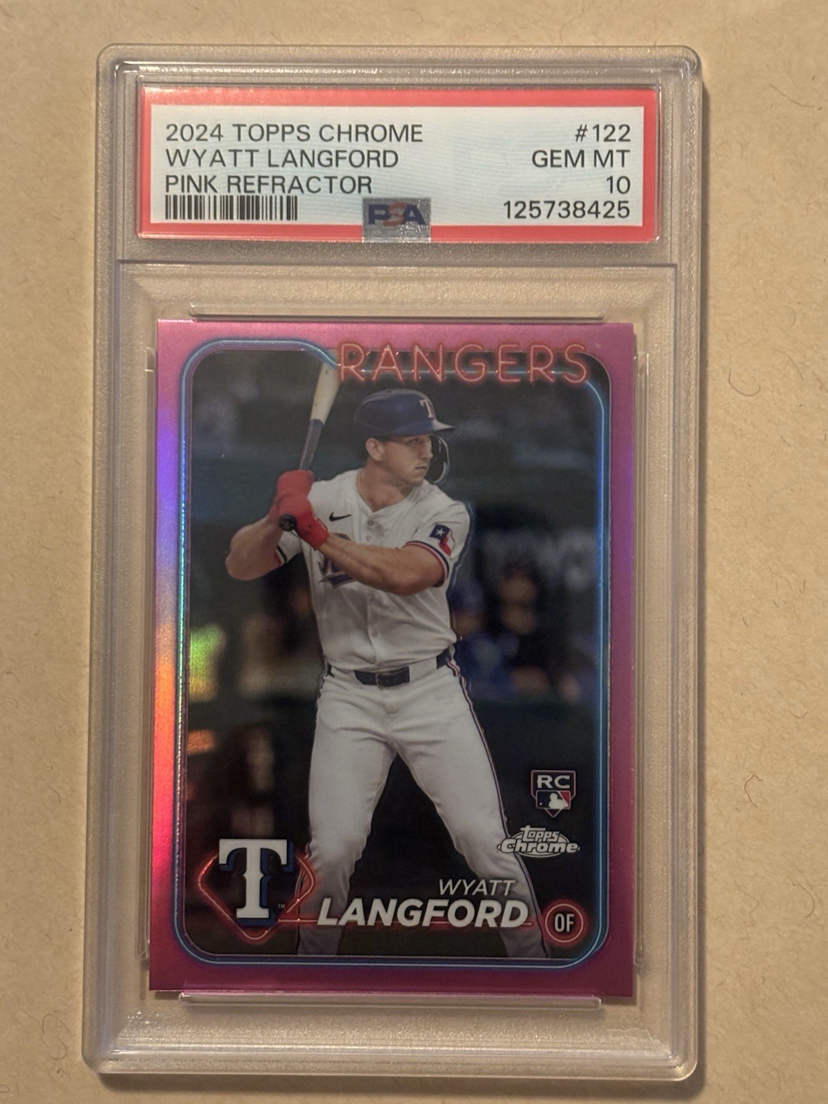 2024 Topps Chrome - Wyatt Langford #122 Pink Refractor (RC) PSA 10