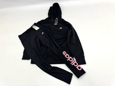 Set of 2 adidas Womens Fleece Hoodie and High-Waisted Logo Leggings Black S NWT