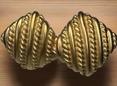 Revere Square Earrings Diamond Carved Rope Texture Gold Tone Geometric Stud Post
