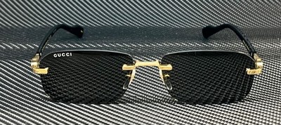 GUCCI GG1221S 001 Gold Black Men's 56 mm L Size Sunglasses