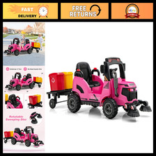 12V Kids Ride-On Street Sweeper Truck, Remote Control, Rotatable Brushes, Batter
