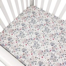 Brandream Butterfly Girls Pink Floral Fitted Crib Sheet Farmhouse Boho Baby