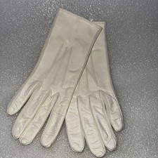 Stretchies Vintage Women's Gloves Leather Nylon-sides Cream Italy SZ6 NOS