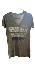 Women's Russell Heathered Gray TCU Horned Frogs Capped V-Neck T-Shirt S/CH (4-6)