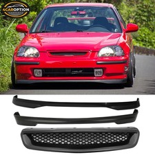 Fits 96-98 Civic 3dr Type R Style Pp Front Rear Bumper Lip Abs Hood Grille