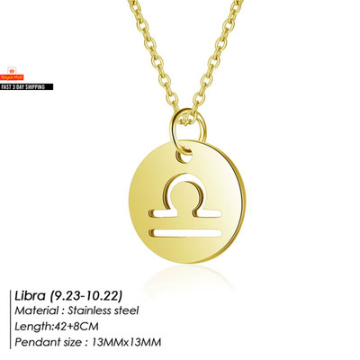 Emanco Damen 12 Sternzeichen golden Anhänger Halskette Widder Löwe 12 Astrologie Schmuck 