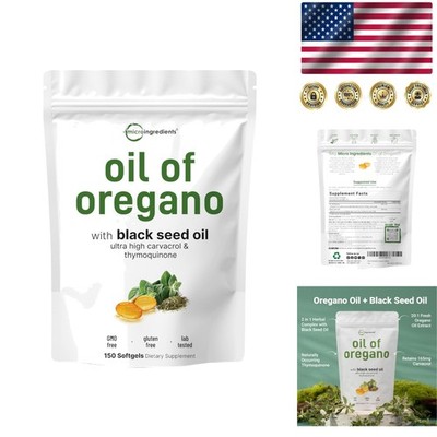 Plant-Based Oil of Oregano Softgels with Black Seed Oil | 75-Day Supply