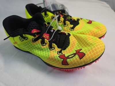  Under Armour Kick Distance 4 High-Vis Yellow Track Spikes Men's Size 8