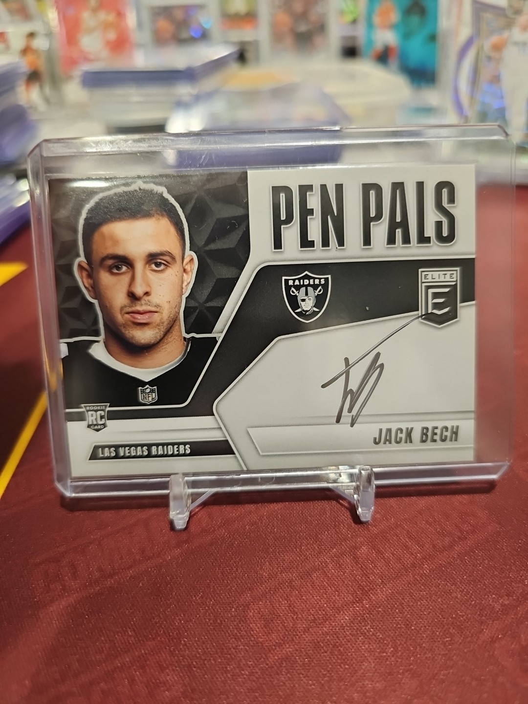 2025 Panini Donruss Elite Football Jack Bech Pen Pals On Card Auto RC Raiders