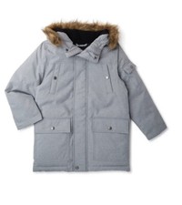 Swiss Tech Boys L 10-12 Winter Parka Jacket Faux Fur   Grey Heather -5 F