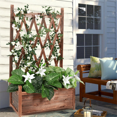 Vegetable Planter Box Trellis Outdoor Raised Garden Bed Backyard Privacy  Screen | eBay