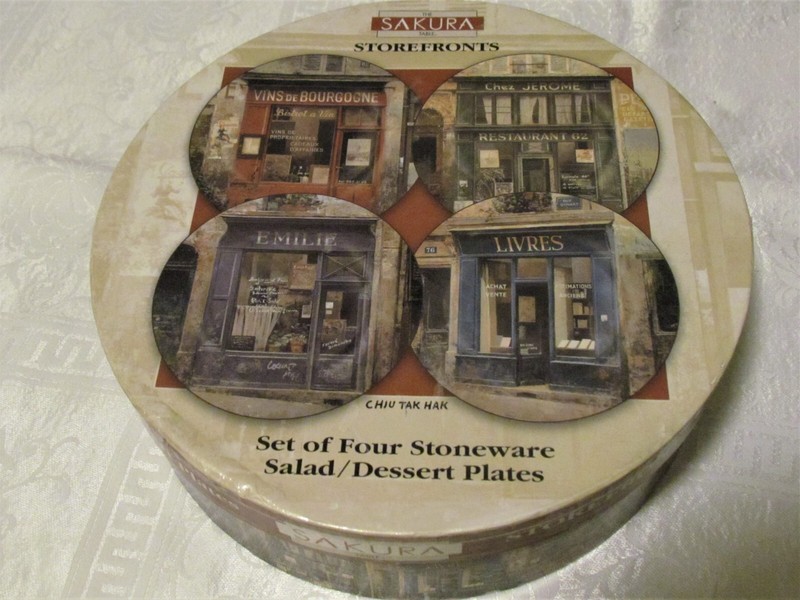 Sakura  French StoreFronts Set of 4 Salad/Dessert Plates